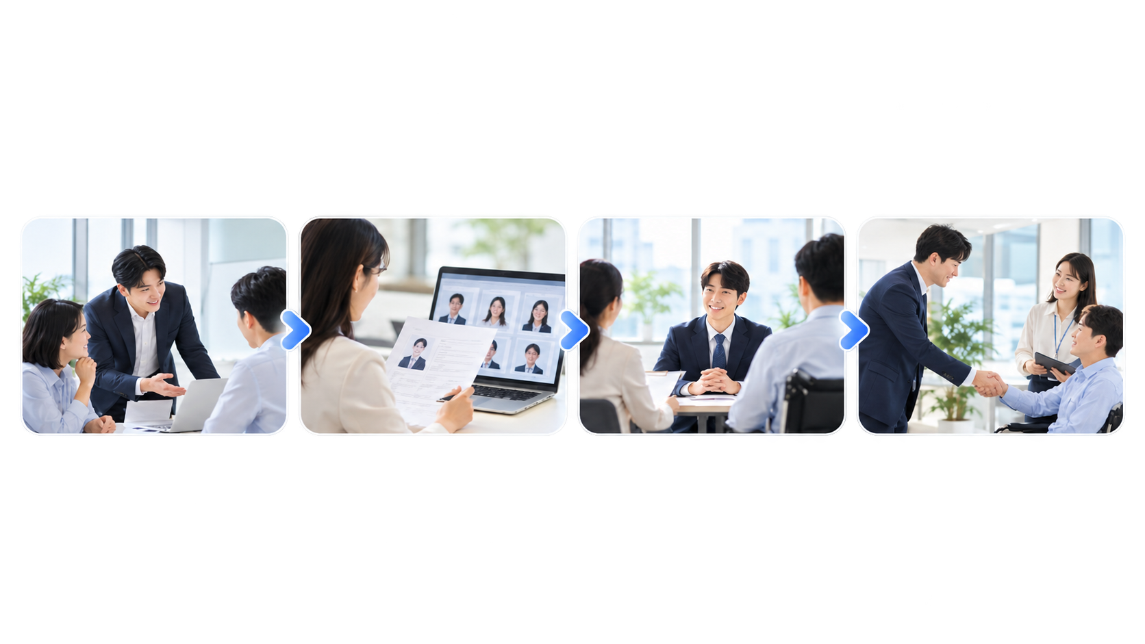 기업 인재 확보와 채용 연계 과정을 보여주는 실사형 워크플로우 이미지